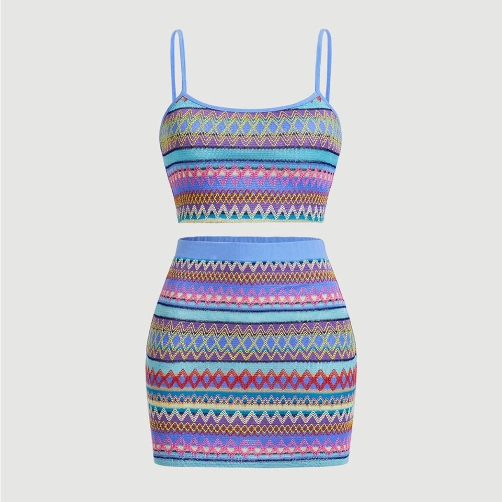 NWOT Bodycon Striped Skirt & Cami Set